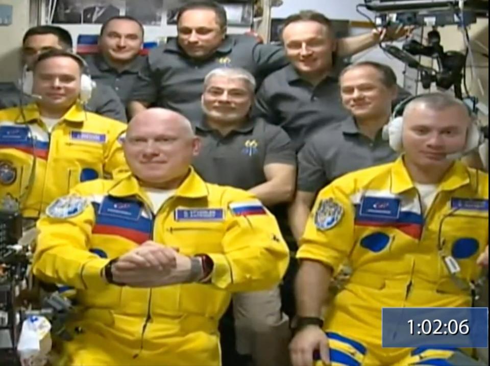 Denis Matveyev, Oleg Artemyev and Sergey Kosakov (Roscosmos/AP)