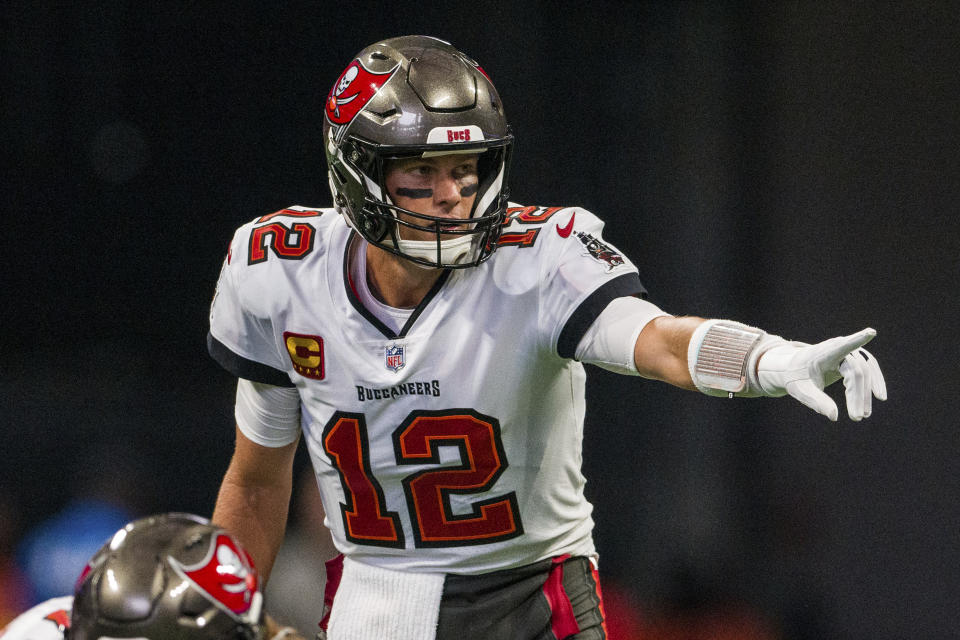 Tom Brady has never lost to the Cowboys in his career. He&#39;ll try to keep that record intact as the Buccaneers face Dallas to close NFL wild-card weekend. (AP Photo/Danny Karnik)