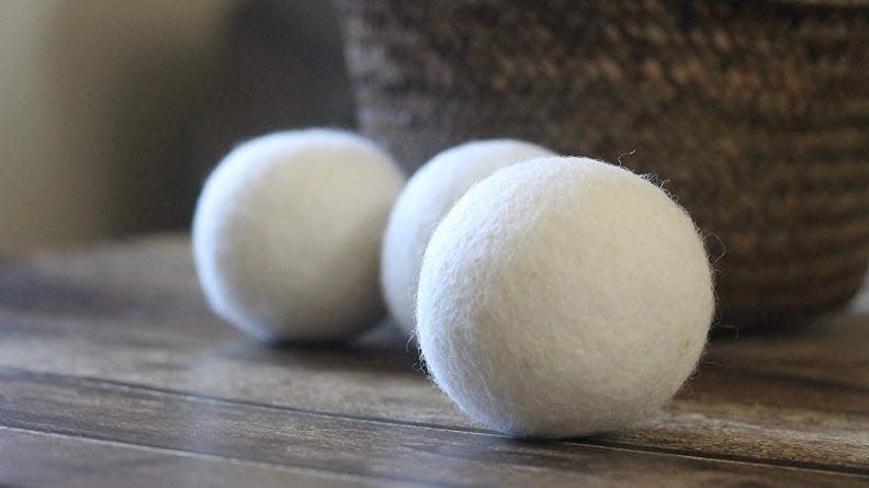 Wool dryer balls can help remove pet hair from laundry.