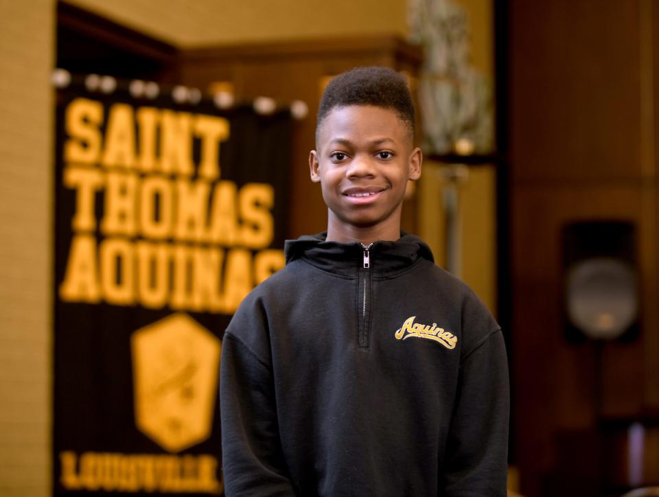 St. Thomas Aquinas Middle School student Kadarious “KD” Blackford is a Canton Repository Kid of Character for March. He was photographed Wednesday, March 13, 2024, at school.