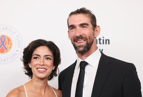 BEVERLY HILLS, CALIFORNIA – AUGUST 18: (L-R) Nicole Johnson and Michael Phelps attend the 23rd annual Harold & Carole Pump Foundation Gala at The Beverly Hilton on August 18, 2023 in Beverly Hills, California. (Photo by Rodin Eckenroth/Getty Images)