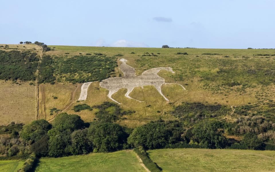 The Osmington White Horse on the Jurassic Coast in Dorset was cut in 1808