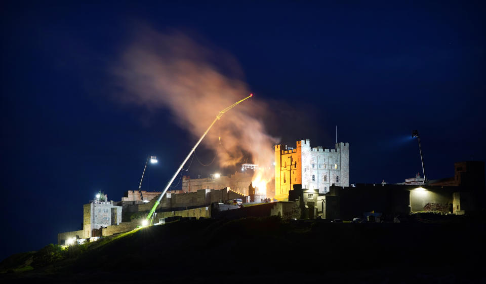 The set is put on fire as part of filming for the new Indiana Jones 5 movie starring Harrison Ford overnight. Picture date: Friday June 11, 2021.