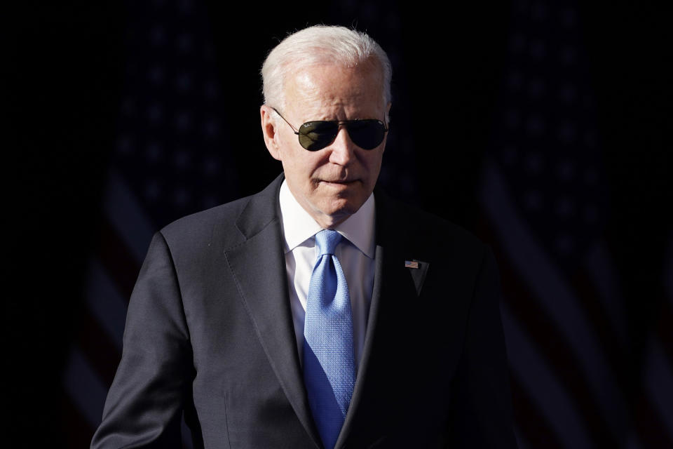 President Joe Biden arrives to speak at a news conference after meeting with Russian President Vladimir Putin, Wednesday, June 16, 2021, in Geneva, Switzerland. (AP Photo/Patrick Semansky)