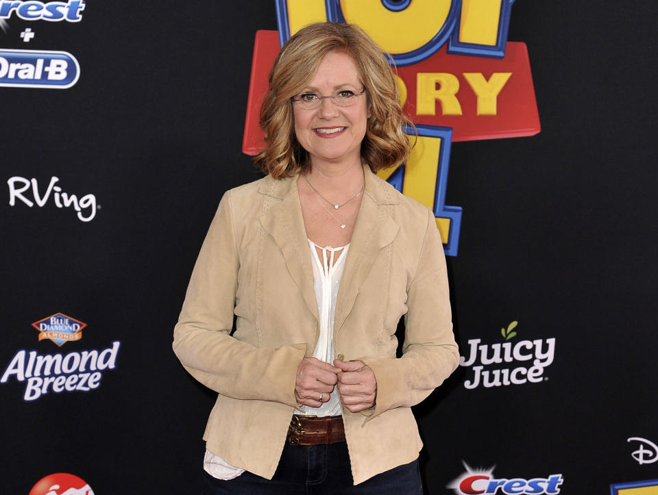 FILE - Bonnie Hunt arrives at the world premiere of "Toy Story 4" on Tuesday, June 11, 2019, in Los Angeles. Hunt is the writer and director of the new comedy series “Amber Brown,” based on the mop-topped character created by author Paula Danziger. (Photo by Richard Shotwell/Invision/AP, File)
