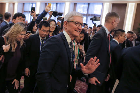 Apple CEO Tim Cook attends the China Development Forum in Beijing, China March 23, 2019. REUTERS/Thomas Peter