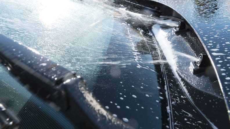 If you always seem to run out of fluid right around the time your windshield is crusted up with salt, then make sure you're topped-off before the snowfall starts.