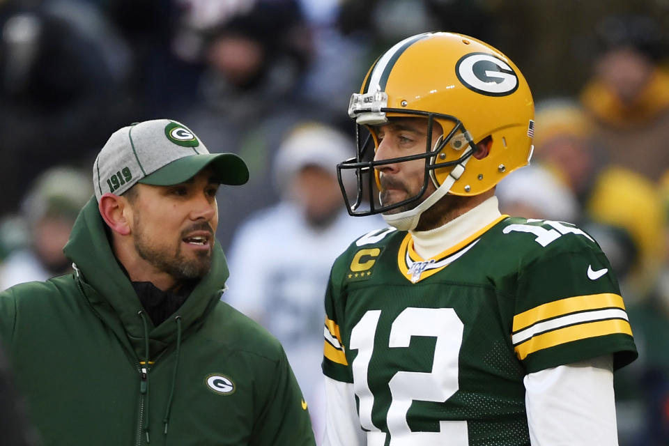 Packers coach Matt LaFleur and Aaron Rodgers should have high hopes after a 13-3 season. (Photo by Quinn Harris/Getty Images)