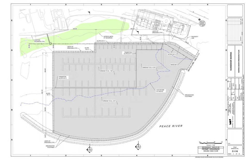 This plan, prepared by the engineering firm of Moffatt & Nichol, shows the marina basin dredging plan for an 182-slip floating dock marina being proposed as part of Sunseeker Resort Charlotte Harbor. The U.S. Army Corps of Engineers is accepting public comment on the marina proposal through Oct. 25.