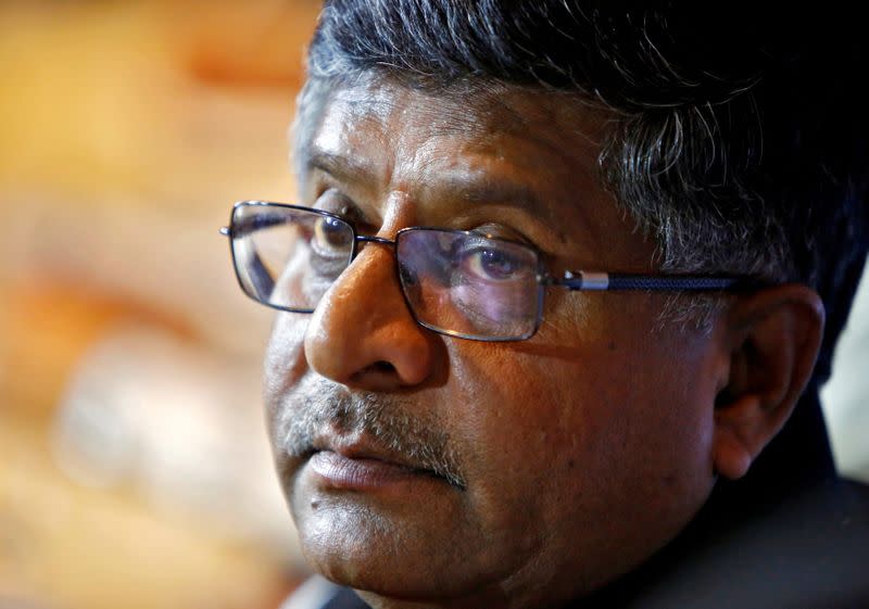 FILE PHOTO: Ravi Shankar Prasad, pauses during a news conference in New Delhi