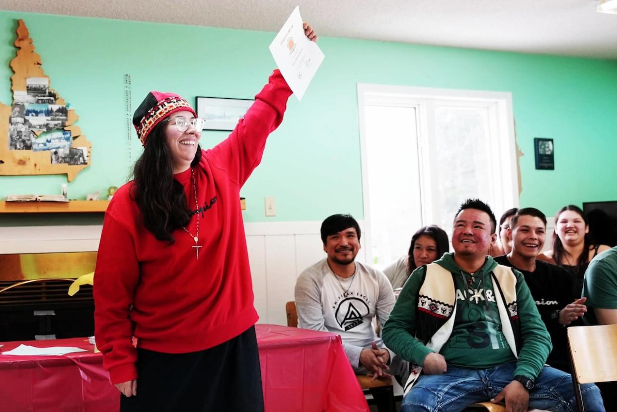 Mary-Charlotte Michel is one of the graduates in the first Innu addictions treatment program held at the former Christian Youth Camp.  (Heidi Atter/CBC - image credit)