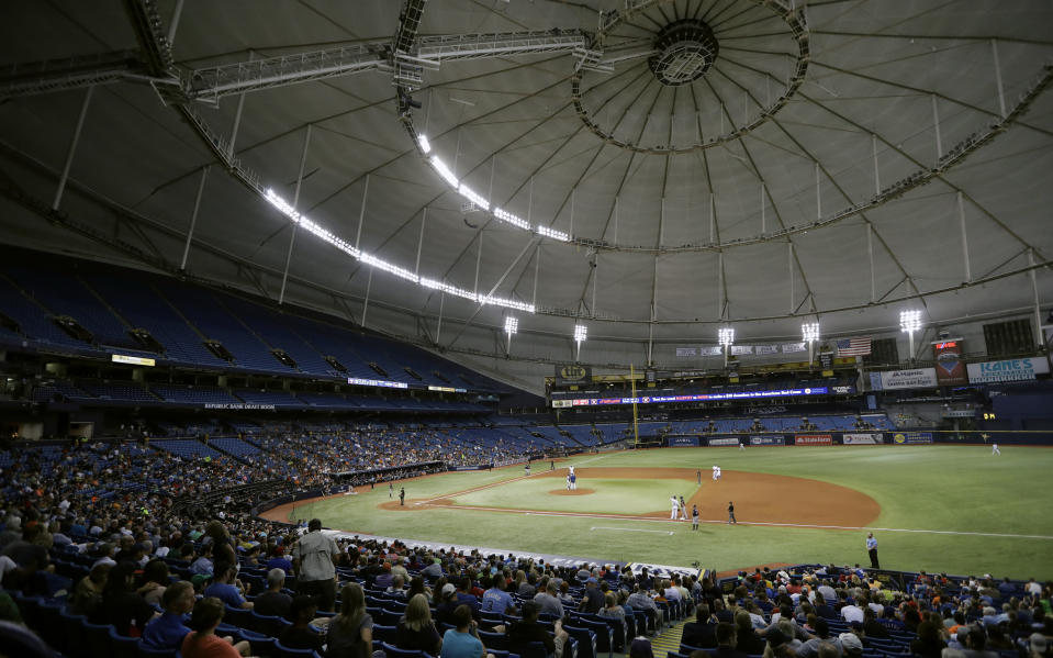 Tropicana Field with fans. 