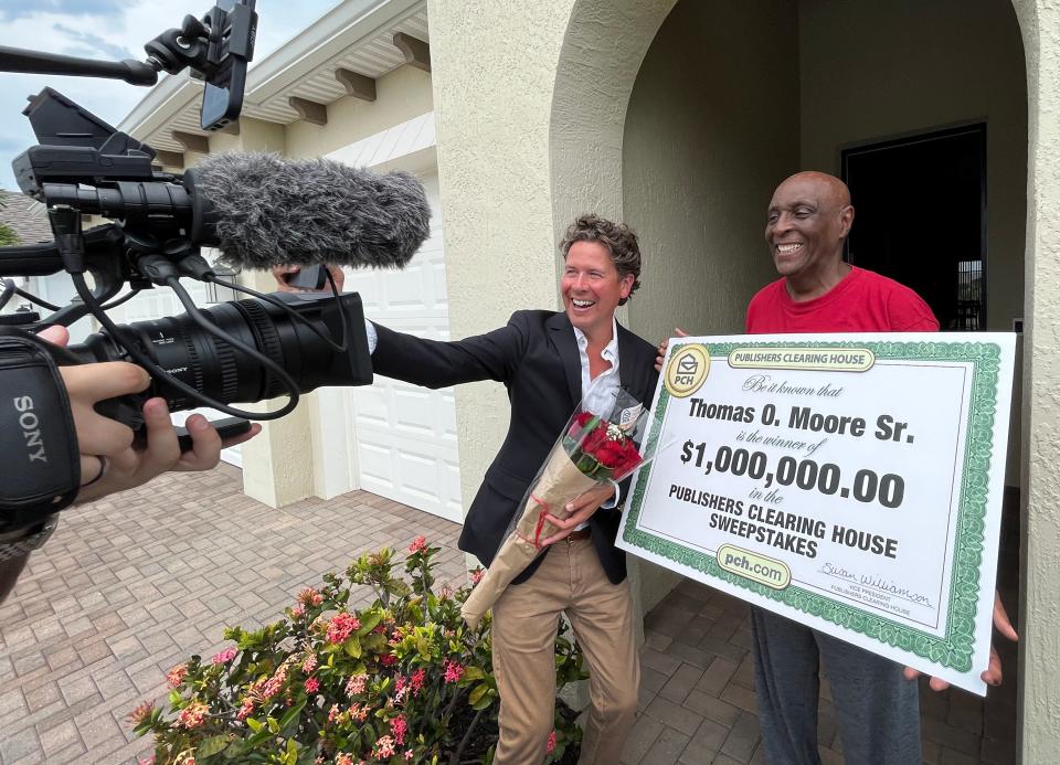 The Publishers Clearing House Prize Patrol flew to Florida to surprise Viera retiree Thomas Moore Sr., an Air Force veteran, with a $1 million simulated check on Wednesday afternoon.