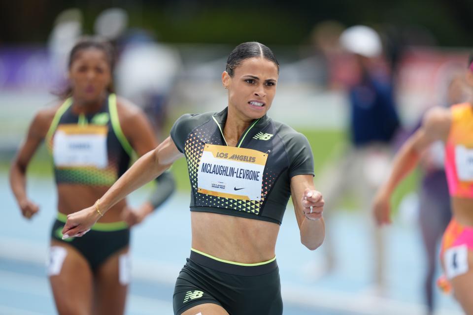 Sydney McLaughlin (USA) wins the women's 200m in 22.07 during the USATF Los Angeles Grand Prix at Drake Stadium in May. She will run the 400 hurdles during the Olympic Trials.