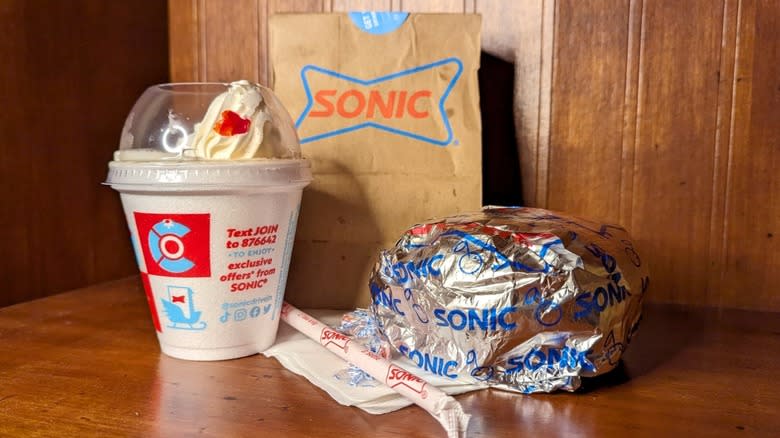 Sonic peanut butter bacon shake and burger