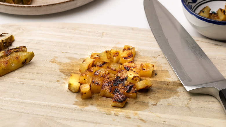 diced griddled pineapple