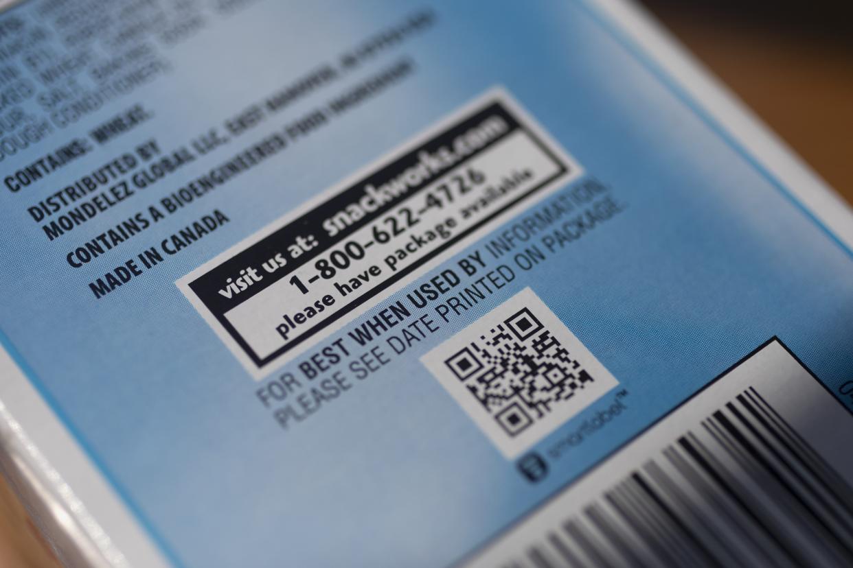 Best when used by" information is seen on a package of crackers, Saturday, Aug. 20, 2022, in Boston. As awareness grows around the world about the problem of food waste, one culprit in particular is drawing scrutiny: “best before” labels. Manufacturers have used the labels for decades to estimate peak freshness. Unlike “use by” labels, which are found on perishable foods like meat and dairy, “best before” labels have nothing to do with safety and may encourage consumers to throw away food that’s perfectly fine to eat.(AP Photo/Michael Dwyer)