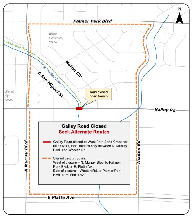 Galley Road detour map