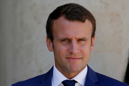 French President Emmanuel Macron waits for a guest at the Elysee Palace in Paris, France, July 18, 2017. REUTERS/Gonzalo Fuentes