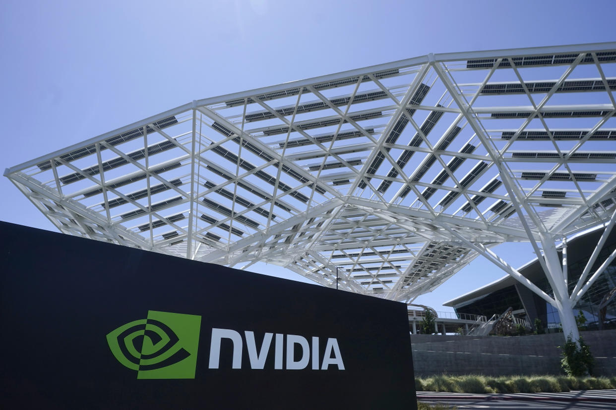The Nvidia office building is shown in Santa Clara, Calif., Wednesday, May 31, 2023. Computer chip maker Nvidia has turned the artificial intelligence craze into a springboard that has catapulted the company into the constellation of Big Tech’s brightest stars. The company reports earnings on Wednesday. (AP Photo/Jeff Chiu)