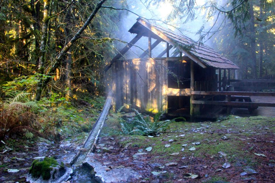 Bathhouse #2, with private soaking rooms, remains closed and in disrepair at Bagby Hot Springs. The new operators hope to rebuild it or have temporary platforms for soaking soon.