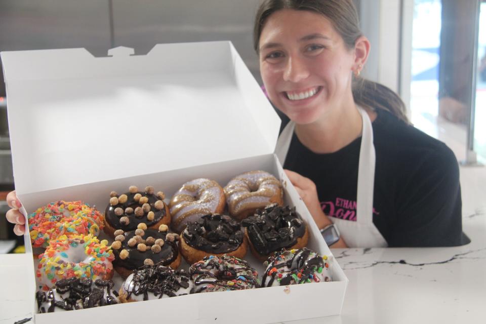 Ethan's Donuts are prepared to order and served warm.