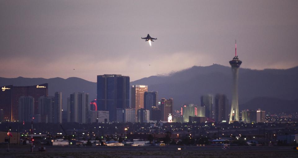 US Air Force fighter jet F-16 Fighting Falcon Nellis Air Force Base Las Vegas Nevada