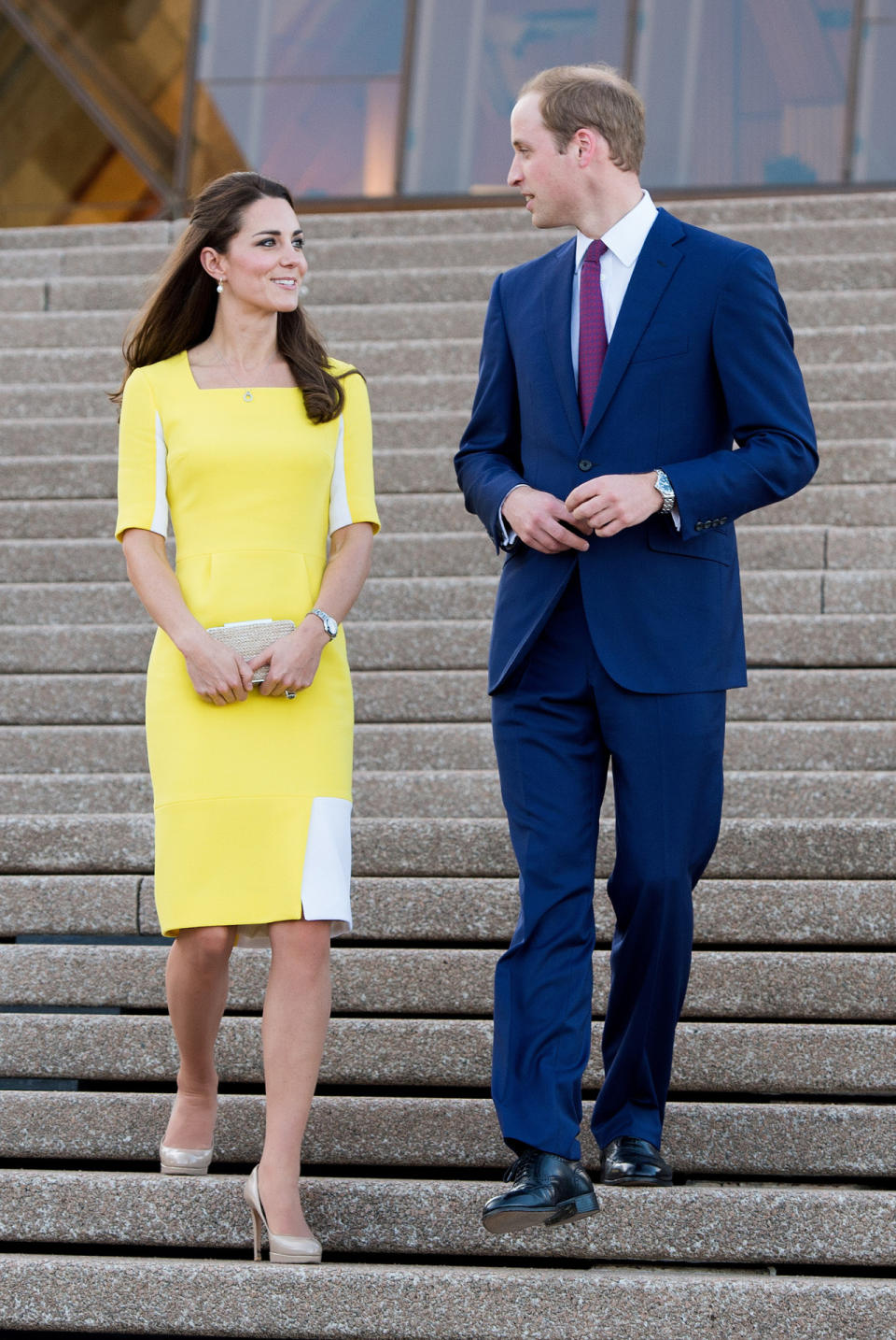 <p>112. April 16, 2014<br>The Duchess wore a lemon dress by Roksanda Ilincic for a trip to the Sydney Opera House. She accessorised with her trusty nude heels and clutch - both from L.K. Bennett. </p><p><i>[Photo: PA]</i></p>