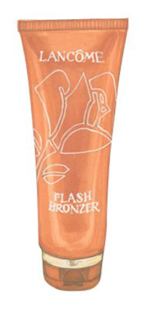 Illustration by Lauren Friedman | LANCÔME FLASH BRONZER TINTED SELF-TANNING LEG GEL, $37, LANCOME.COM