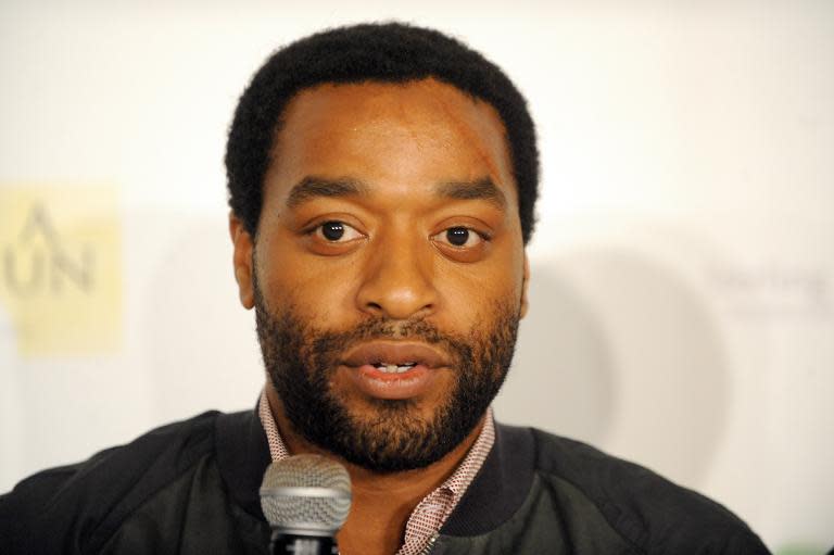 Oscar-nominee British actor Chiwetel Ejiofor speaks at a press conference for "Half of a Yellow Sun" in Lagos on April 11, 2014