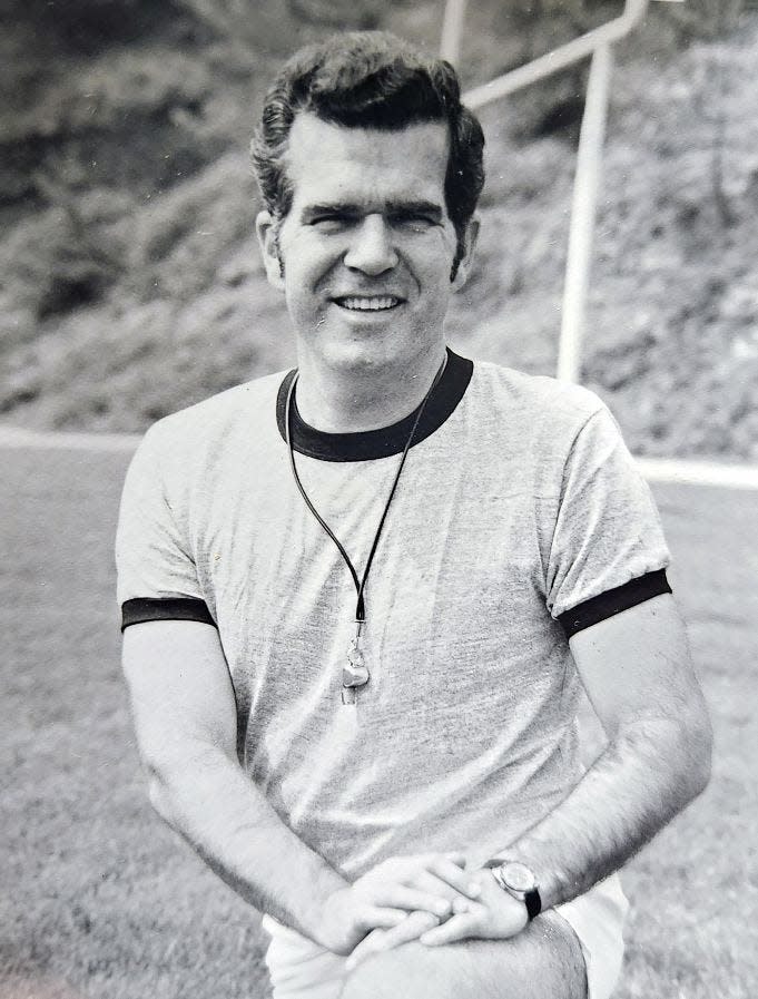 Gene Sullivan in his second season at Geneva College in 1977.