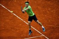 Tennis - Madrid Open - Nick Kyrgios of Australia v Kei Nishikori of Japan- Madrid, Spain - 6/5/16 Nishikori returns the ball. REUTERS/Susana Vera