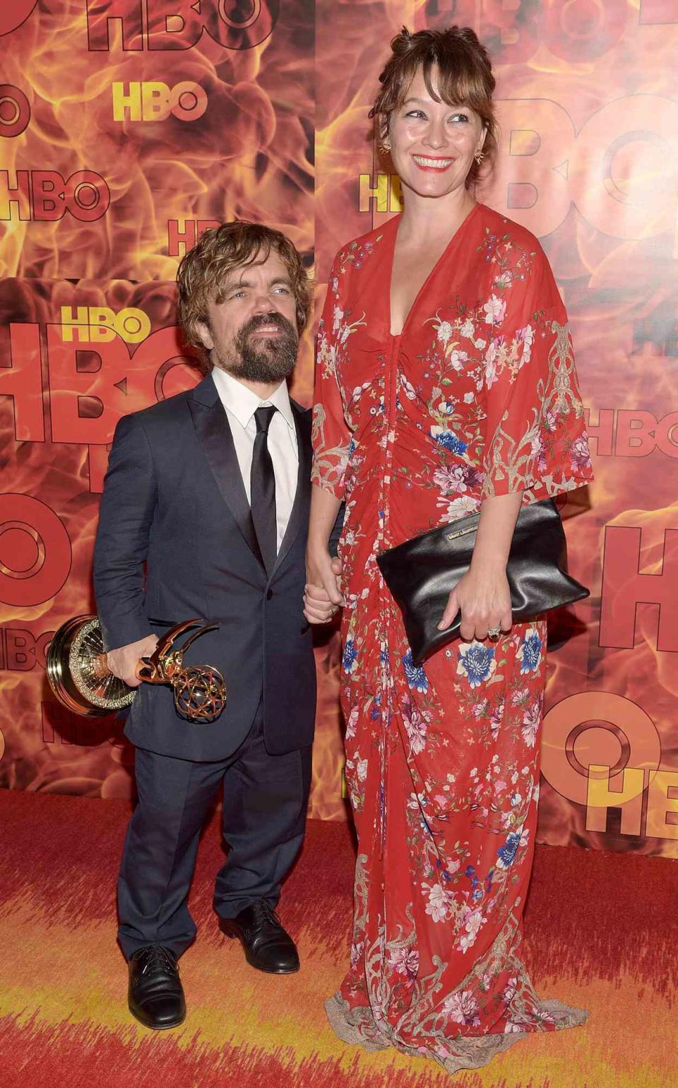 Peter Dinklage and Erica Schmidt attend HBO's Official 2015 Emmy After Party at The Plaza at the Pacific Design Center on September 20, 2015 in Los Angeles, California