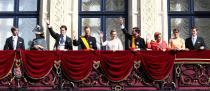 LUXEMBOURG - OCTOBER 20: Prince Louis of Luxembourg, Princess Tessy of Luxembourg, Prince Felix of Luxembourg, Grand Duke Henri of Luxembourg, Princess Stephanie of Luxembourg, Prince Guillaume of Luxembourg, Grand Duchess Maria Teresa of Luxembourg, Princess Alexandra of Luxembourg and Prince Sebastien of Luxembourg pose on the balcony after the wedding ceremony of Prince Guillaume Of Luxembourg and Princess Stephanie of Luxembourg at the Cathedral of our Lady of Luxembourg on October 20, 2012 in Luxembourg, Luxembourg. The 30-year-old hereditary Grand Duke of Luxembourg is the last hereditary Prince in Europe to get married, marrying his 28-year old Belgian Countess bride in a lavish 2-day ceremony. (Photo by Andreas Rentz/Getty Images)