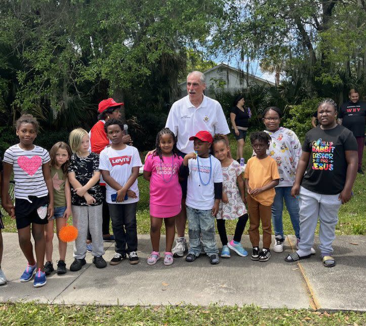 Sheriff Mike Chitwood visited children at the Joyce Cusack Easter Egg Hunt and Festival.