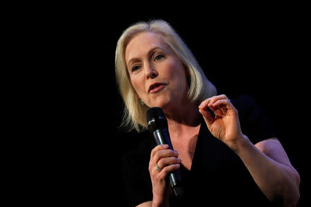 U.S. 2020 Democratic presidential candidate and Senator Kirsten Gillibrand participates in a moderated discussion at the We the People Summit in Washington, U.S., April 1, 2019. REUTERS/Carlos Barria/File Photo