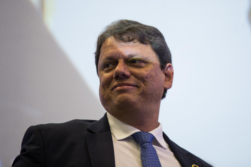 *ARQUIVO* SÃO PAULOS/ SP, BRASIL, 15-03-2022: O ministro Tarcísio de Freitas, durante evento sobre transportes na Sao Paulo EXPO..   (Foto: Zanone Fraissat/Folhapress)