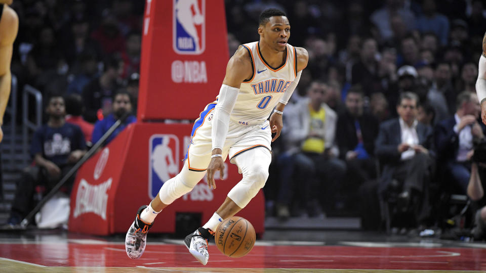 Things are looking up for Russell Westbrook and the Thunder after a rough start to the season. (AP)