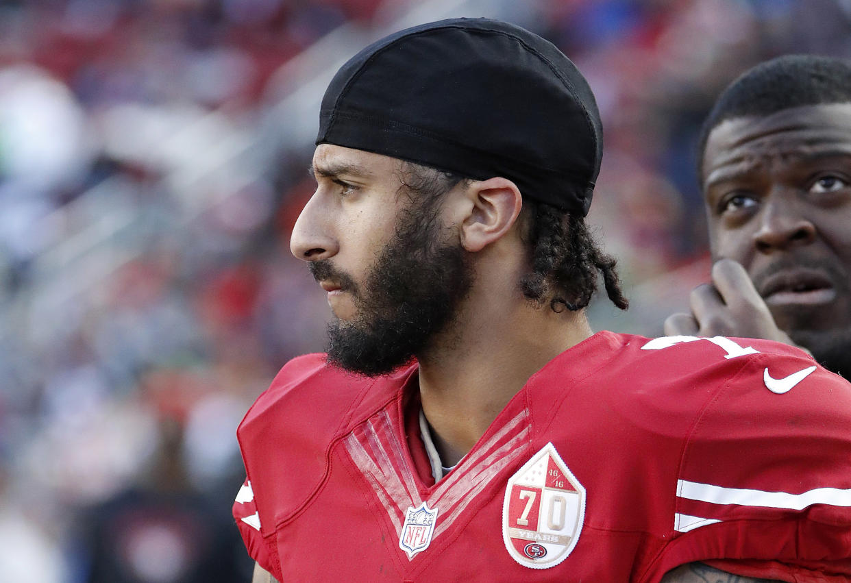 Colin Kaepernick was in Houston on Wednesday going through a private workout. (AP) 