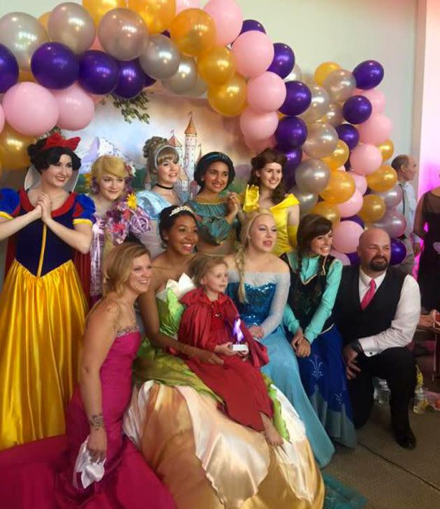 Lila May Schow celebrated her fifth birthday will her favourite Disney Princesses. Photo: Facebook/Lila May’s Birthday Princess Ball Planning
