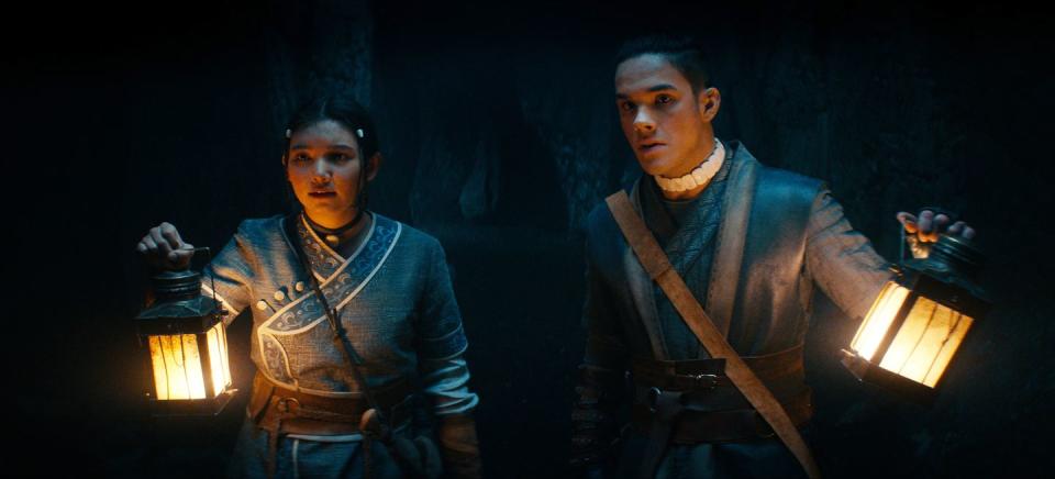 kiawentiio as katara, ian ousley as sokka, avatar the last airbender