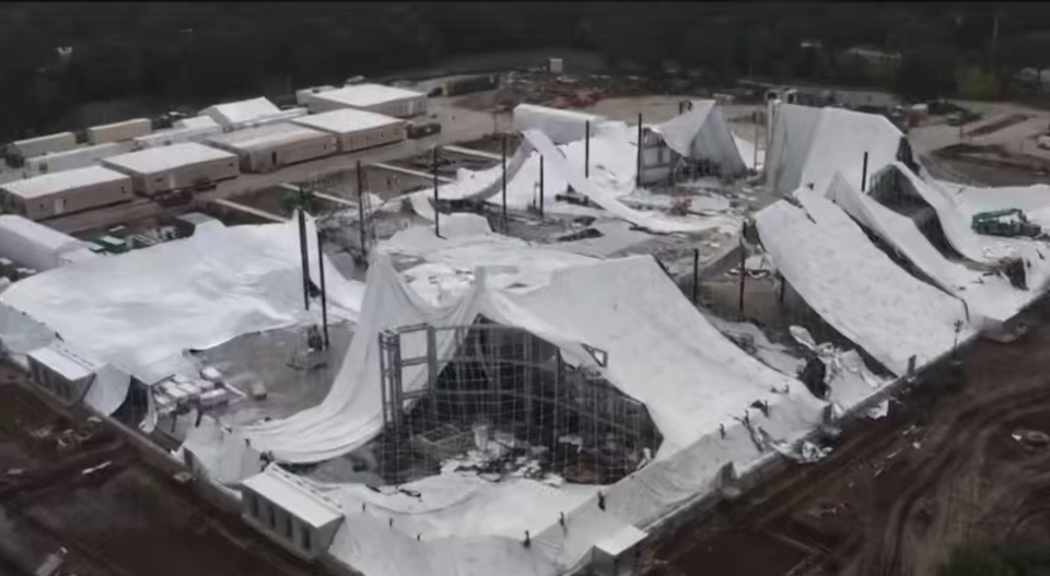 The TGL facility after its collapse. (@PBPOST/ Twitter)