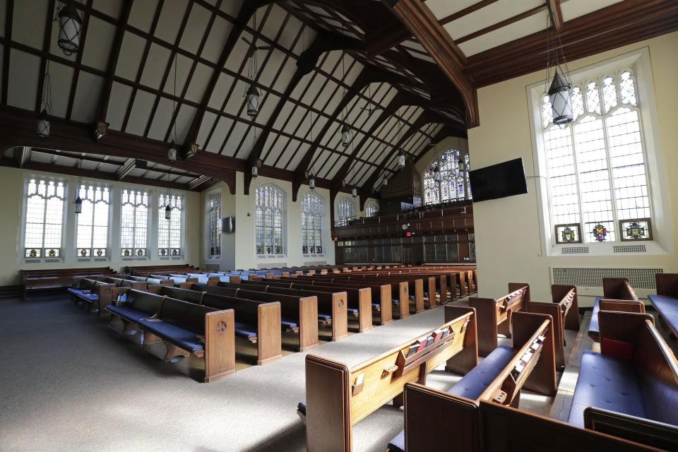 The main sanctuary and south transept of First United Methodist Church Tuesday, October 3, 2023, in Appleton, Wis. The church is celebrating its 175th anniversary on Sunday, October 8, 2023.