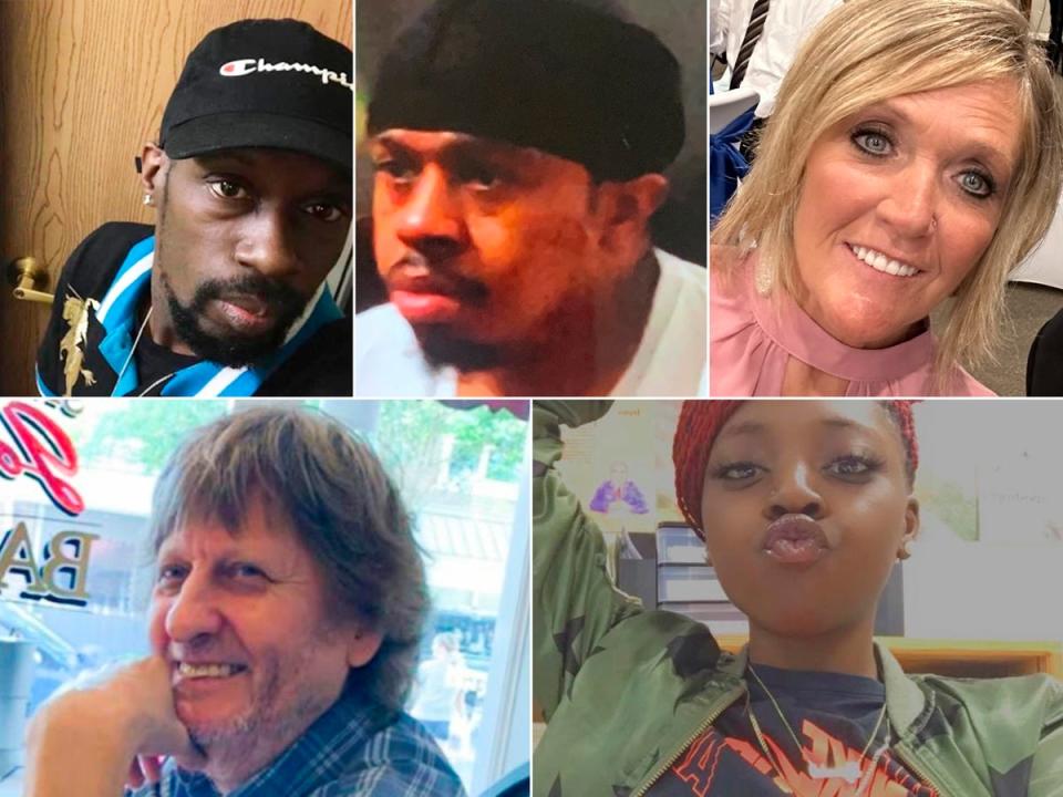 The six victims killed in Tuesday’s horror attack at the Walmart store (AP)