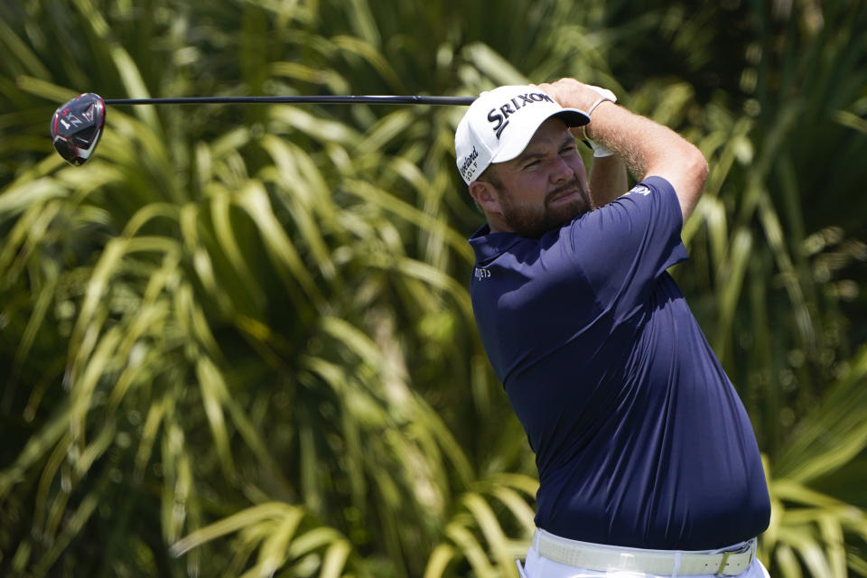 Shane Lowry, of Ireland, works off the second tee during the third round at the PGA Championship golf tournament on the Ocean Course, Saturday, May 22, 2021, in Kiawah Island, S.C. (AP Photo/Chris Carlson)