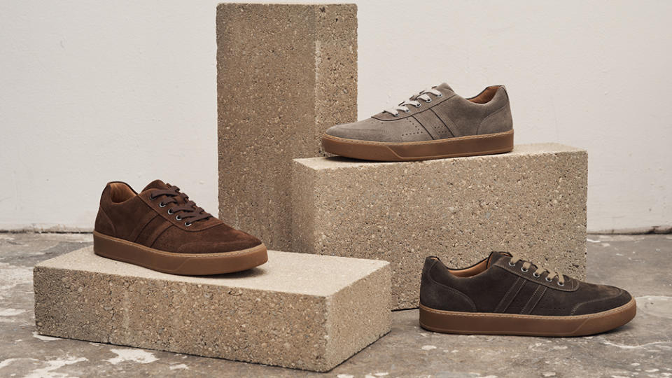 The Warren trainers are cut from Acqua suede, a material impregnated with water-repellant to stand up to rain and puddles.