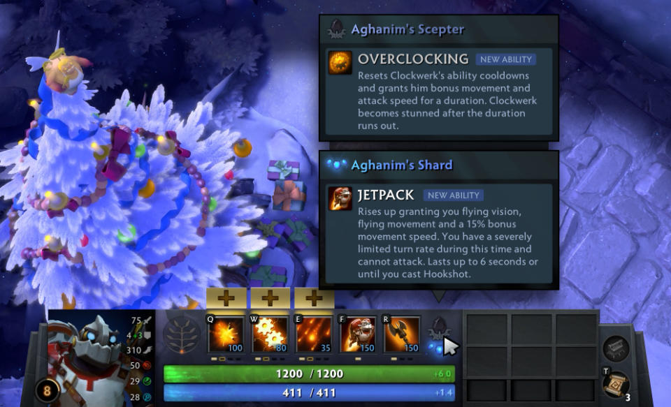 The new section in the Hero UI dedicated to the Aghanim's Scepter and Shards. (Photo: Valve Corporation)