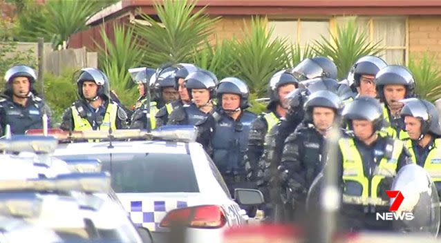 Heavily armed riot police had to be called in to break up a Werribee party after the first officers to arrive at the Airbnb house were pelted with rocks. Source: 7 News