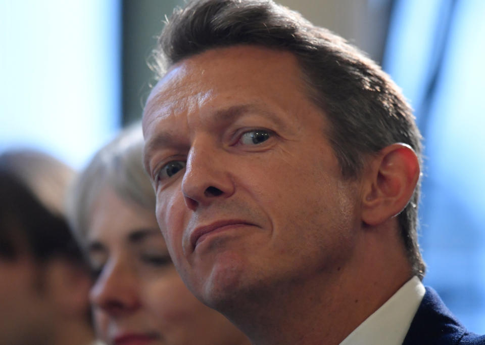 The Chief Economist of the Bank of England, Andy Haldane, listens from the audience at an event at the Bank of England in the City of London, London, Britain April 27, 2018.  REUTERS/Toby Melville