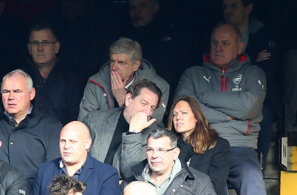 Arsene Wenger was forced to watch with Chelsea fans at Stamford Bridge